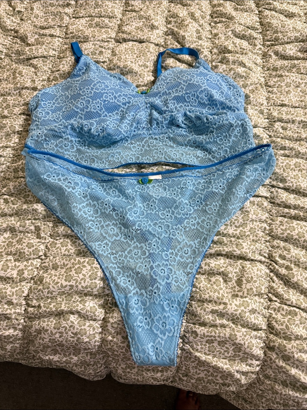 Women’s Light Blue Lace Bralette & High-Cut Panty Set